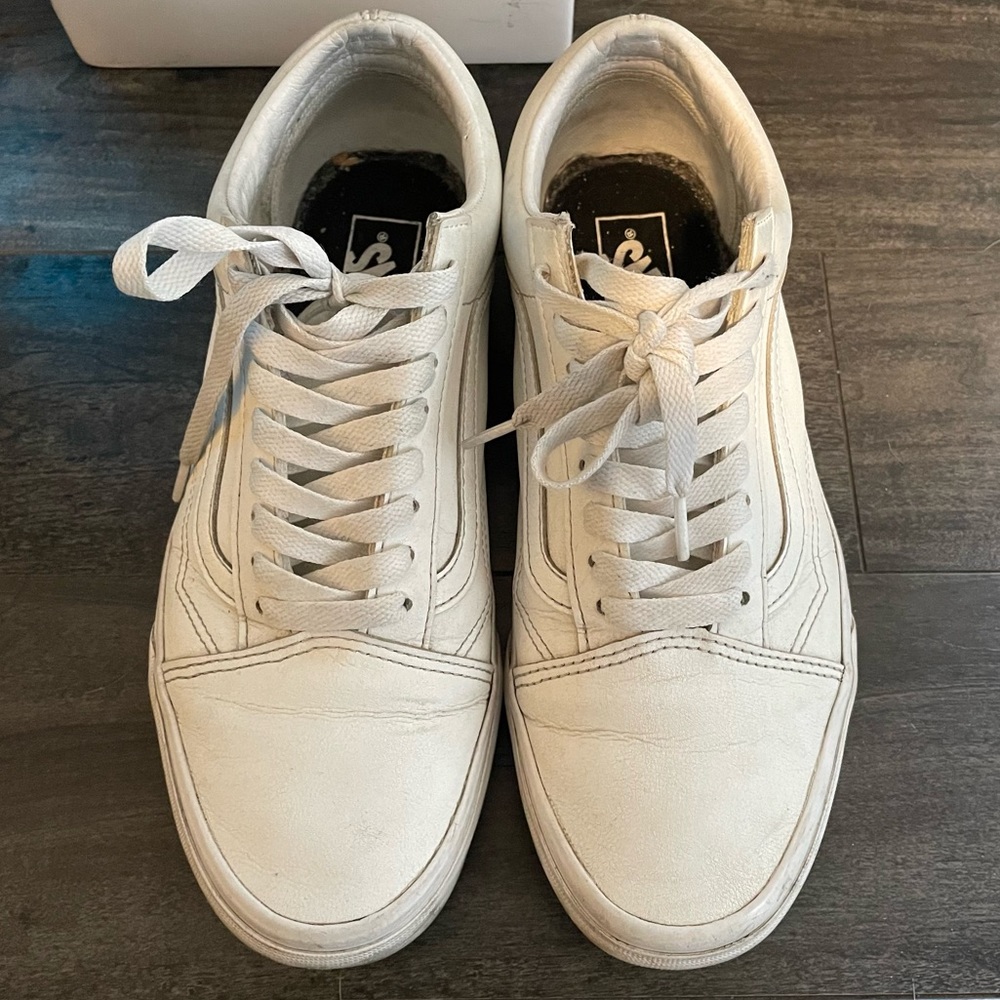 White leather Vans Old School